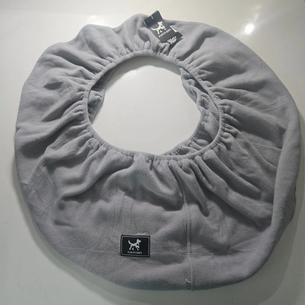 Pawpubby Snuggle Cat Sling Carrier Gray Fleece Hands Free Pouch Large PP42LM